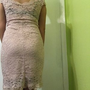 Sparkly lace Mauve knee length cocktail dress